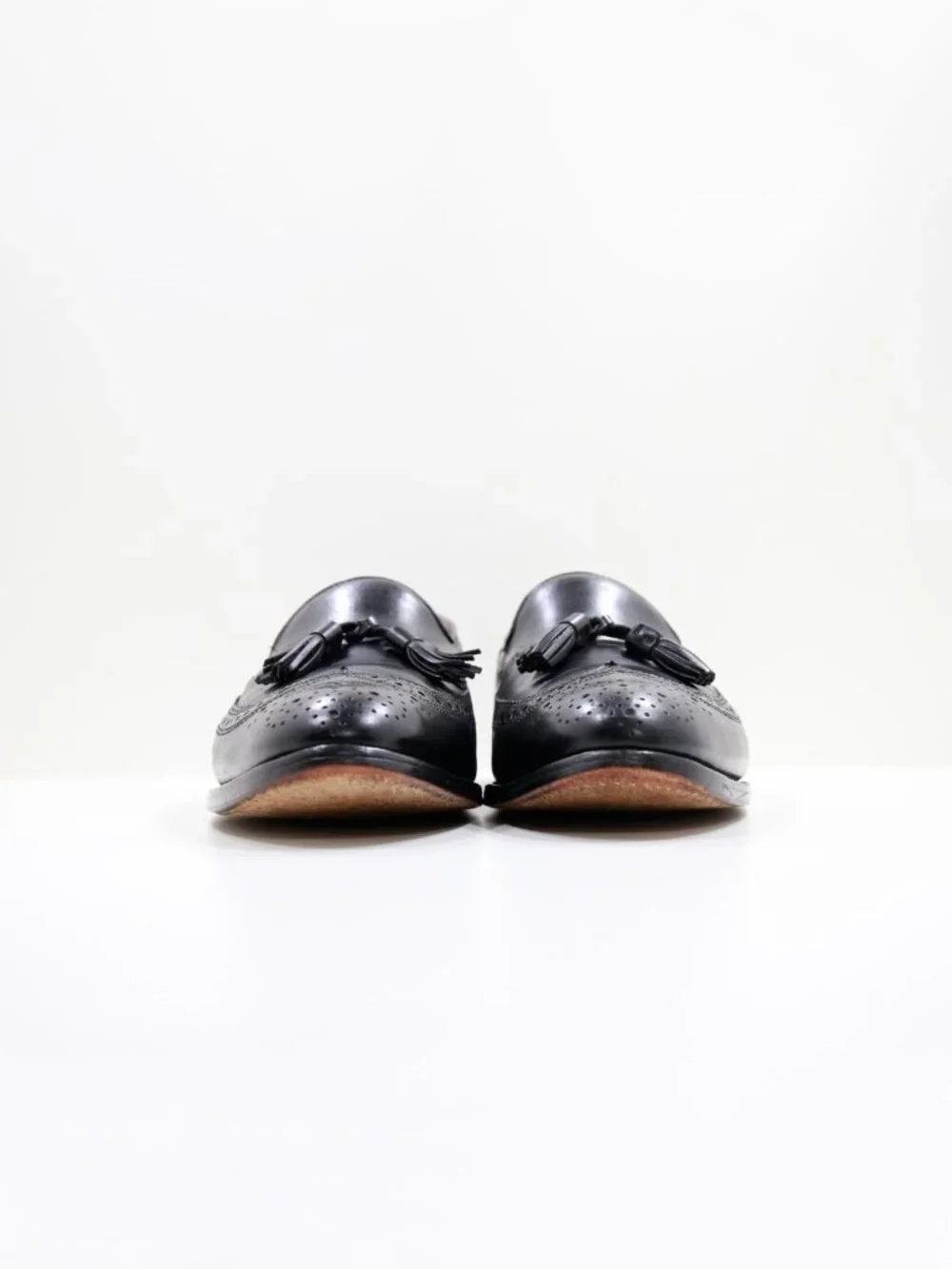Allen Edmonds Manchester Black Leather Wingtip Tassel Loafers - Men's 10.5 B